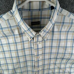 Gitman Bros Button Up Shirt Plaid Blue Beige White Long Sleeve XL Men Cotton USA